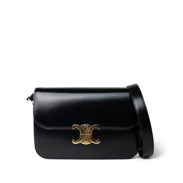 CELINE黒　M Celine Triomph Black Shiny Calfskin Medium Bag – REDELUXE