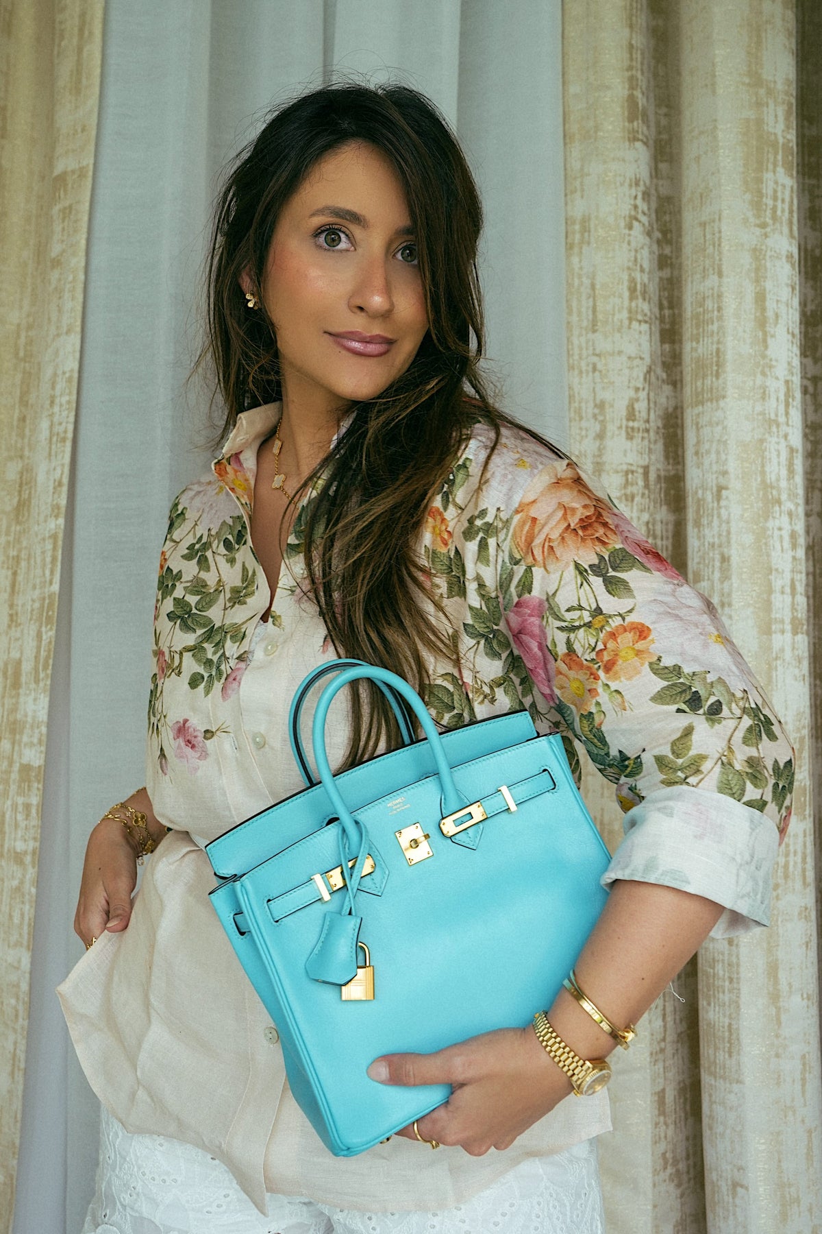 Birkin 25 Bleu Saint Cyr Tadelakt Gold Plated A Stamp