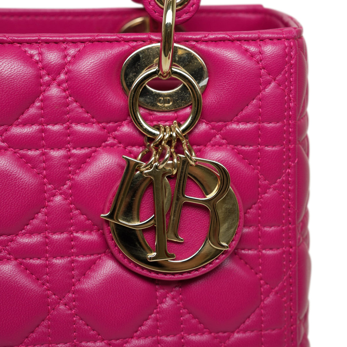 Dior Fuchsia Cannage Lambskin Lady Dior Bag Medium