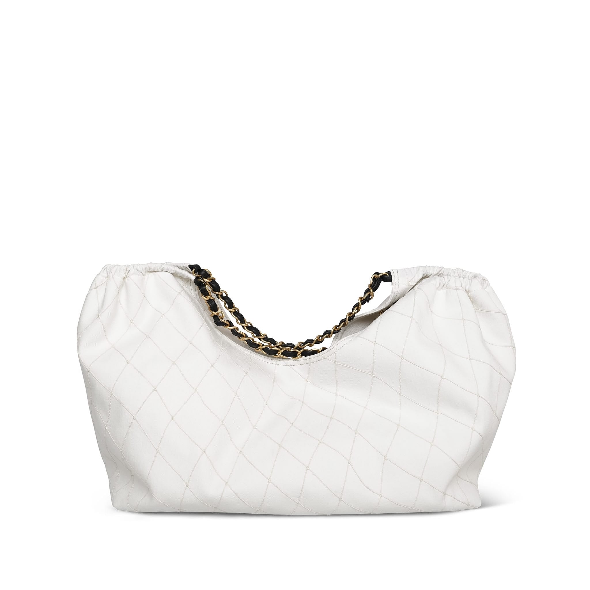 Product image 4 of 12: 26M White Black Denim Coco Beach Maxi Hobo Bag AGHW