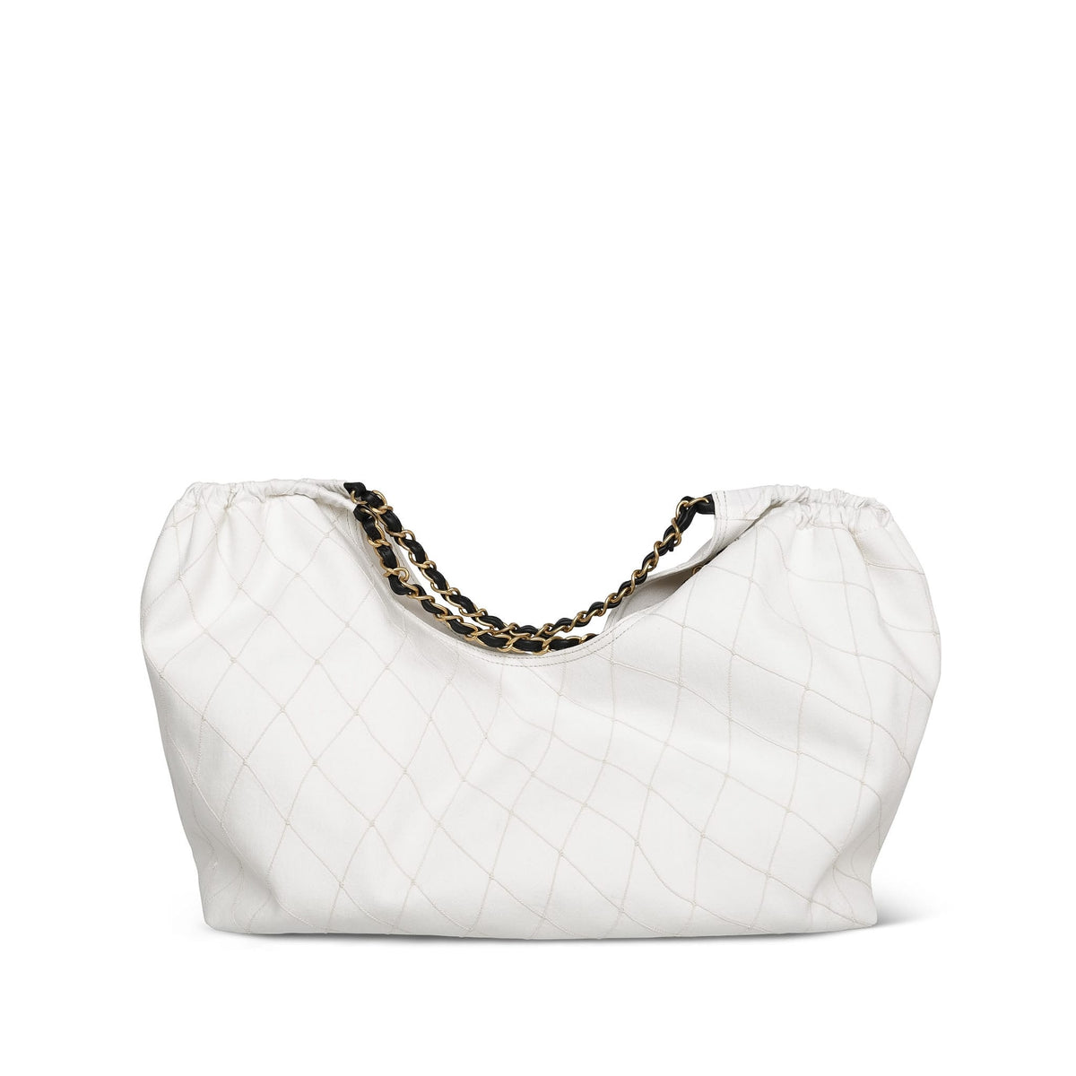 26M White Black Denim Coco Beach Maxi Hobo Bag AGHW