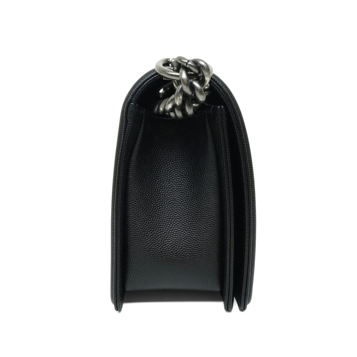 Black Caviar Quilted Boy Bag Old Medium Ruthenium Hardware