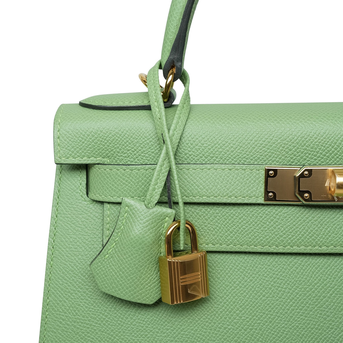 Kelly Sellier 28 Vert Criquet Epsom Gold Plated Z Stamp