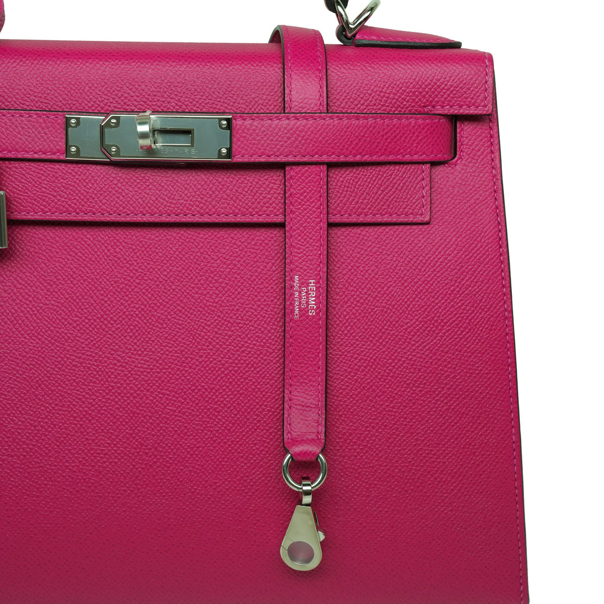 Kelly Sellier 28 Verso Framboise/Rouge Sellier Espom Palladium Plated Y Stamp