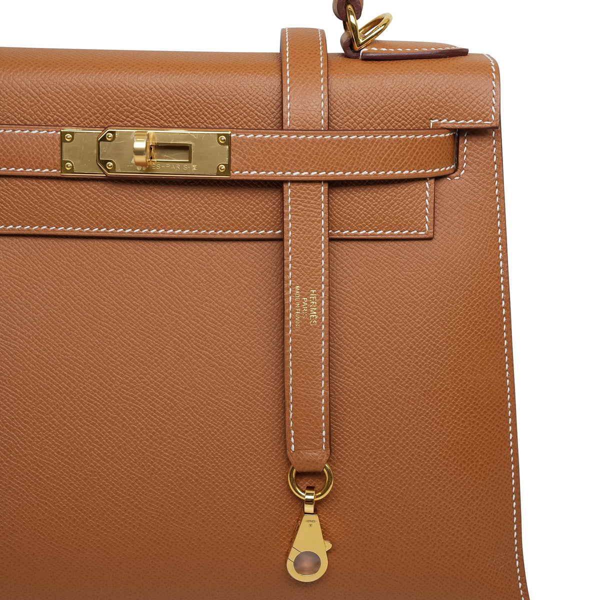 Kelly Sellier 28 Gold Veau Epsom Gold Plated Y Stamp