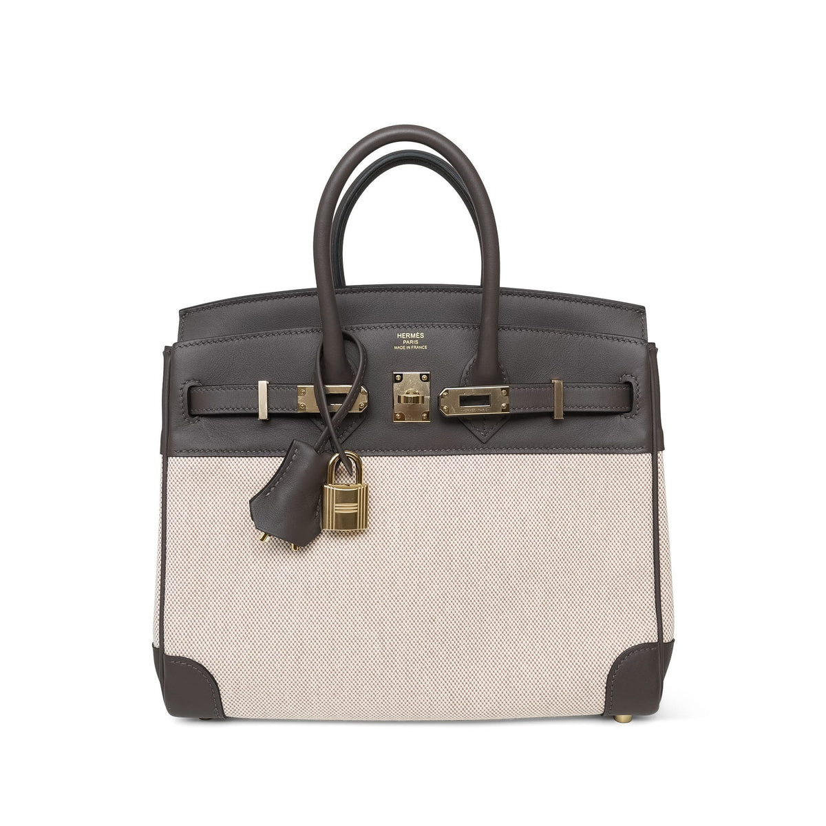Birkin 25 Ecor Veau Swift/Ecru Beige Toile H Permabrass Plated W Stamp
