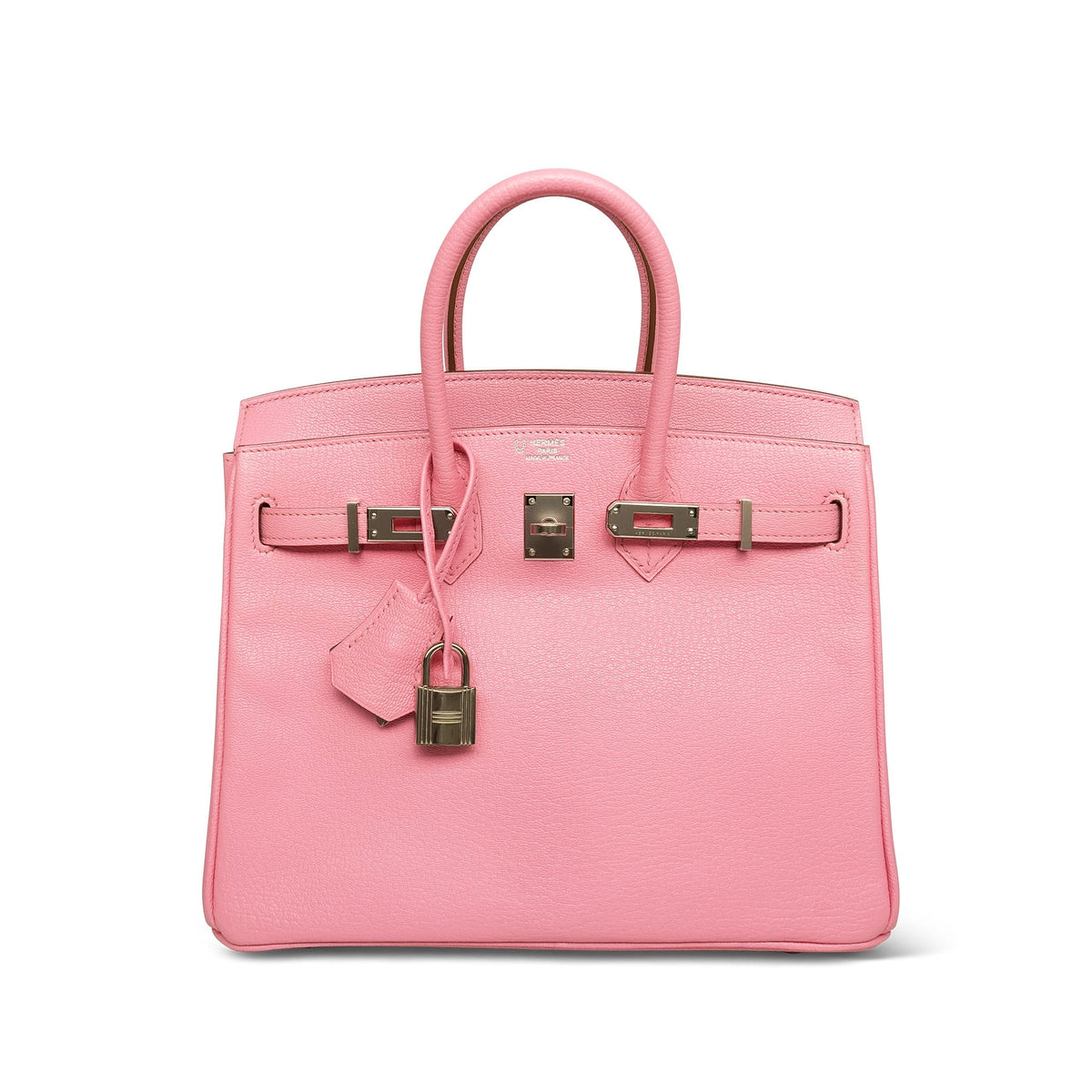 Birkin 25 Bi-Color Horseshoe (HSS) Rose Confetti/Turquoise Chevre Palladium Plated R Square Stamp