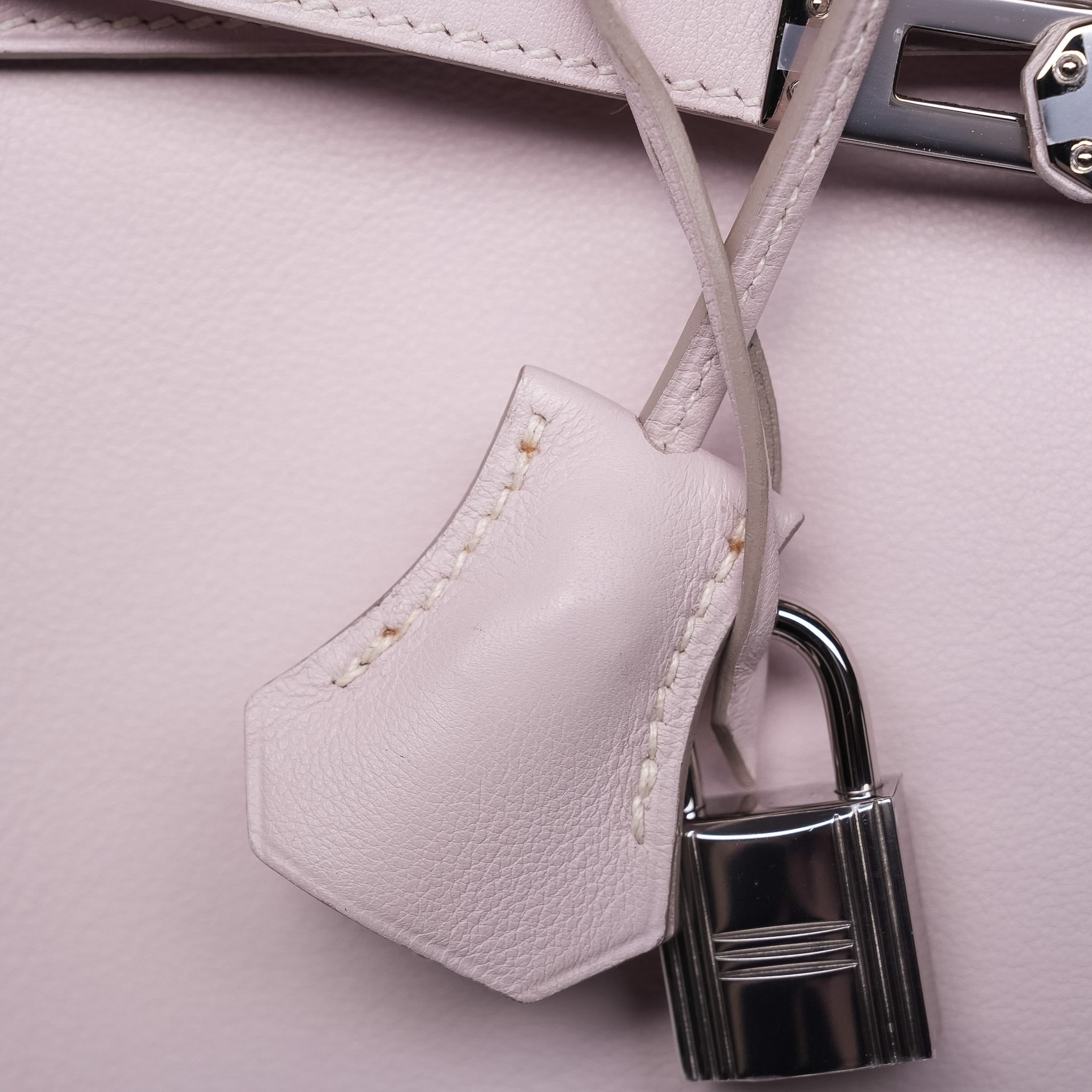 Product image 25 of 25: Birkin 25 Rose Dragee Swift Palladium Plated K Square Stamp