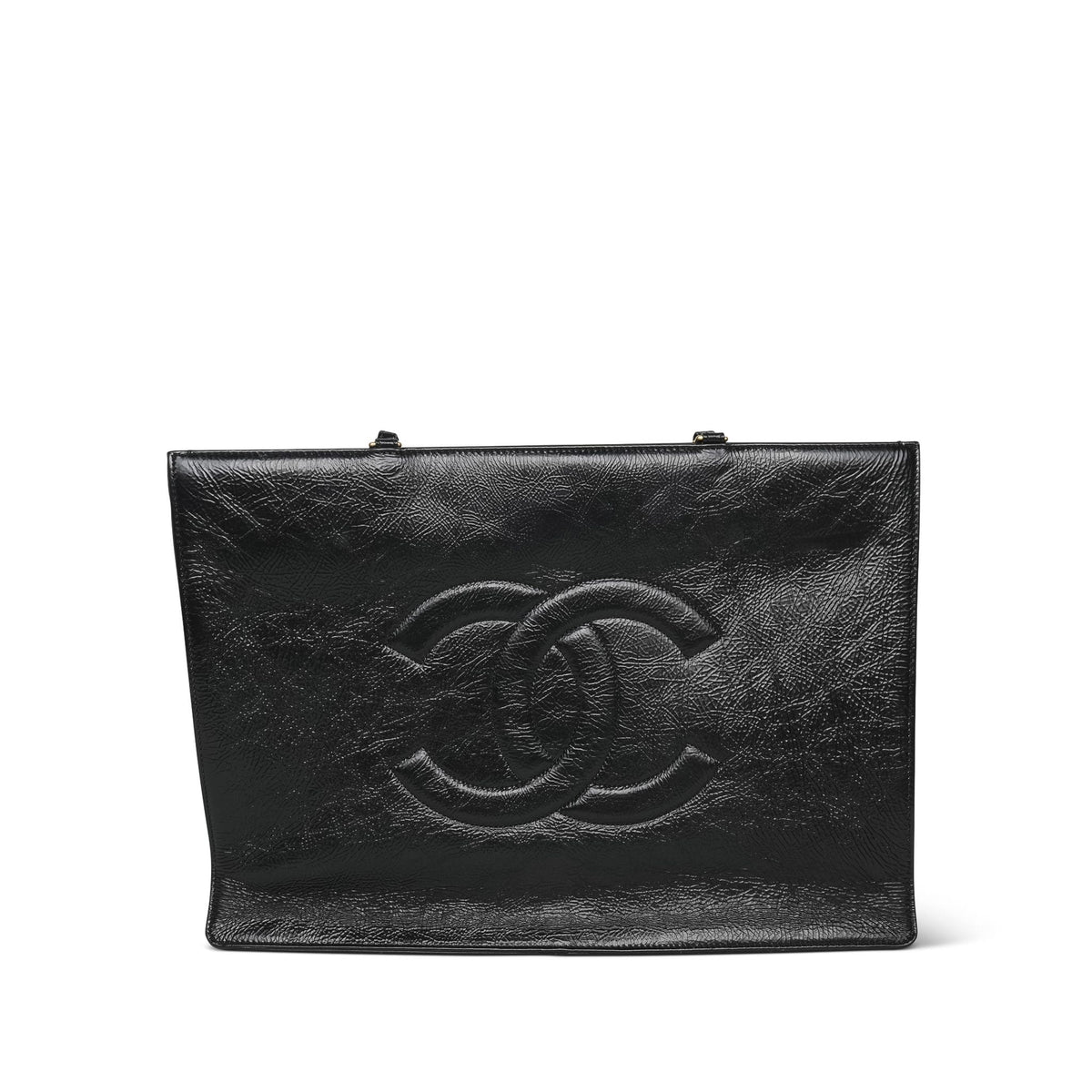 Black Aged Calfskin Timeless CC Shopping Tote AGHW