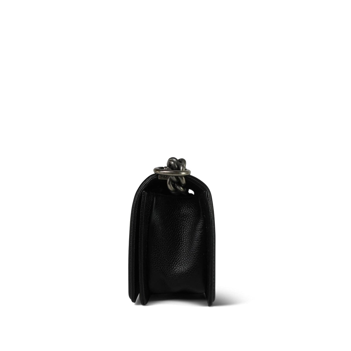 Black Caviar Chevron Quilted Boy Bag Small Ruthenium HW
