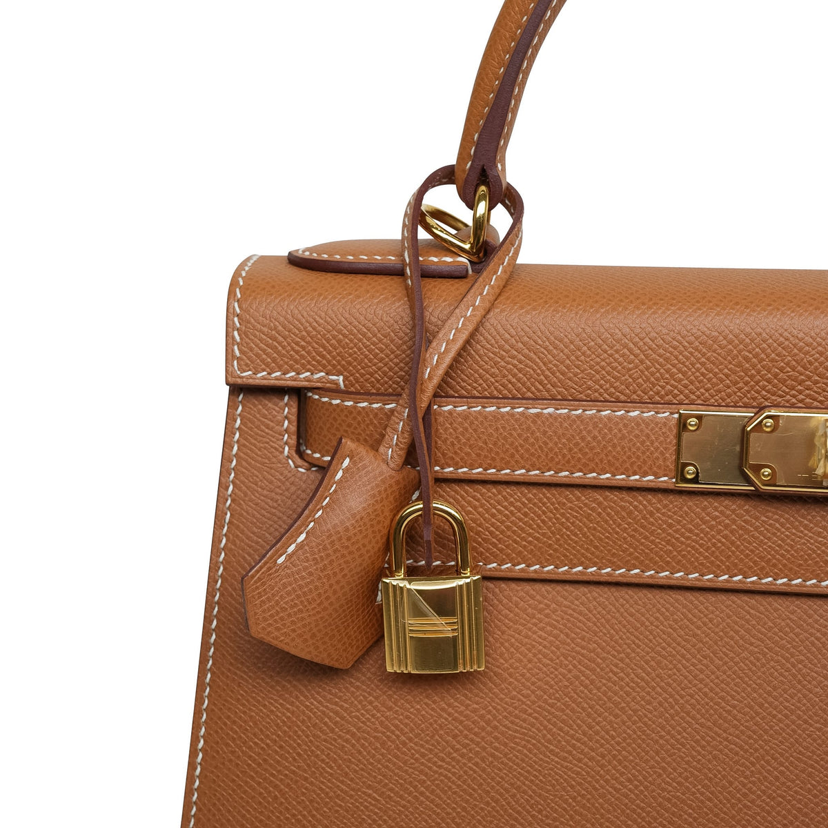 Kelly Sellier 28 Gold Veau Epsom Gold Plated Y Stamp