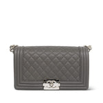 Product image 3 of 13: Dark Grey Caviar Quilted Boy Bag Old Medium Silver Hardware