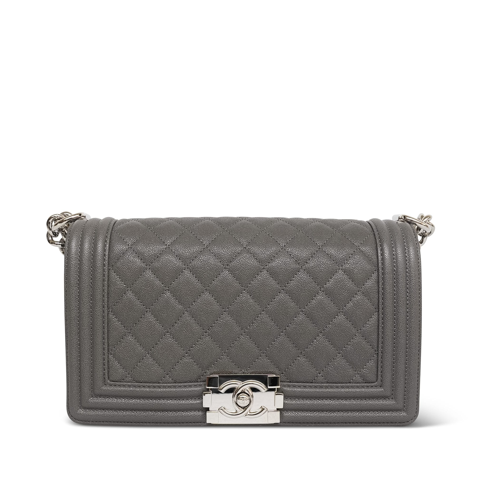 Product image 3 of 13: Dark Grey Caviar Quilted Boy Bag Old Medium Silver Hardware