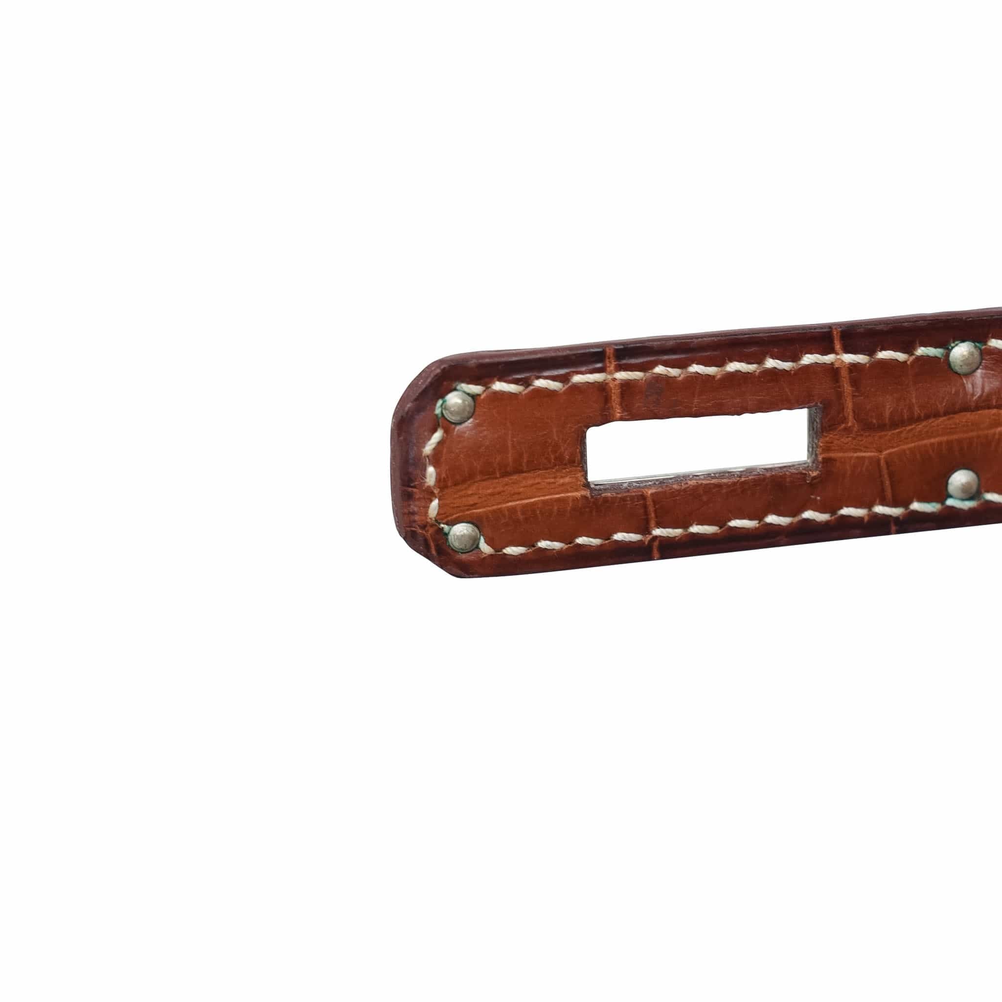 Product image 17 of 21: Birkin 30 Fauve Barenia Alligator Palladium Plated P Square Stamp