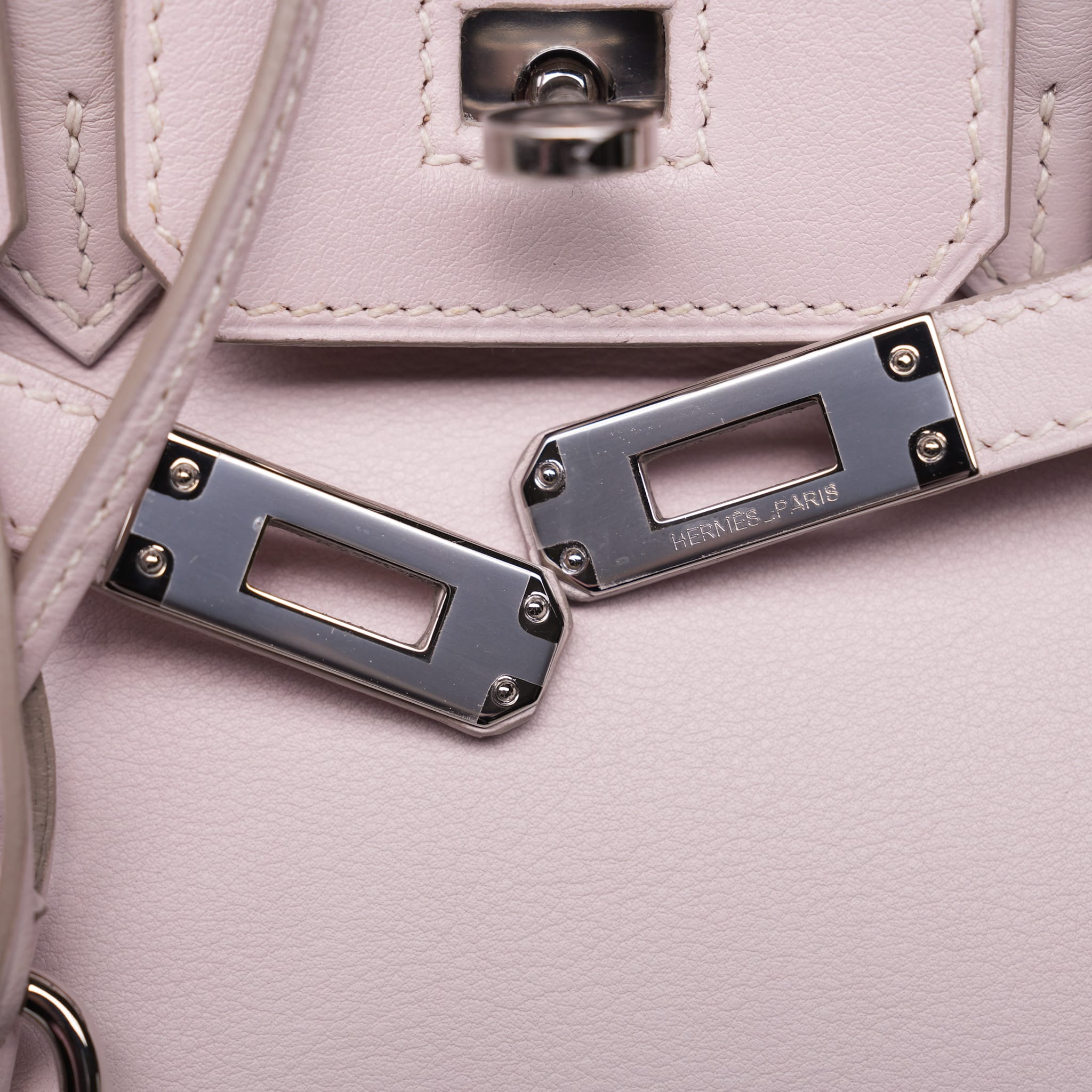 Product image 3 of 25: Birkin 25 Rose Dragee Swift Palladium Plated K Square Stamp