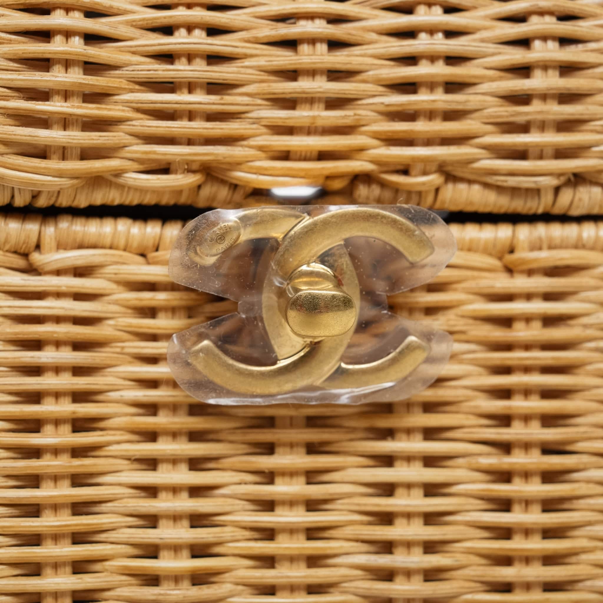 Braided Rattan Cruise Vanity Case Aged Gold Hardware