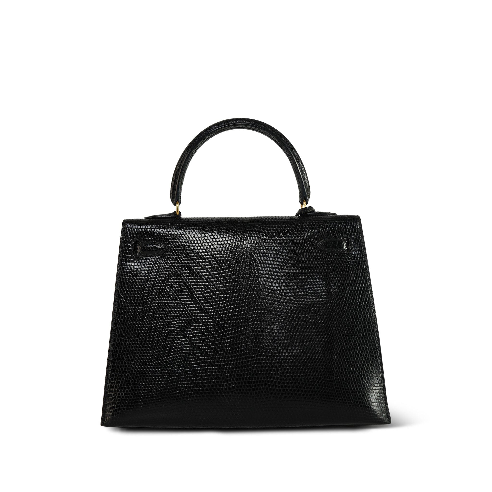 Kelly Sellier 25 Black Niloticus Lizard Gold Plated B Square Stamp