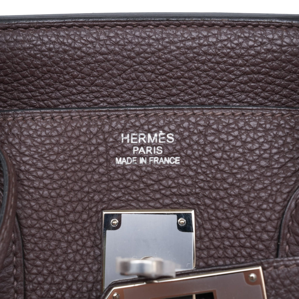 Birkin 35 Ebene Togo Palladium Plated P Square Stamp
