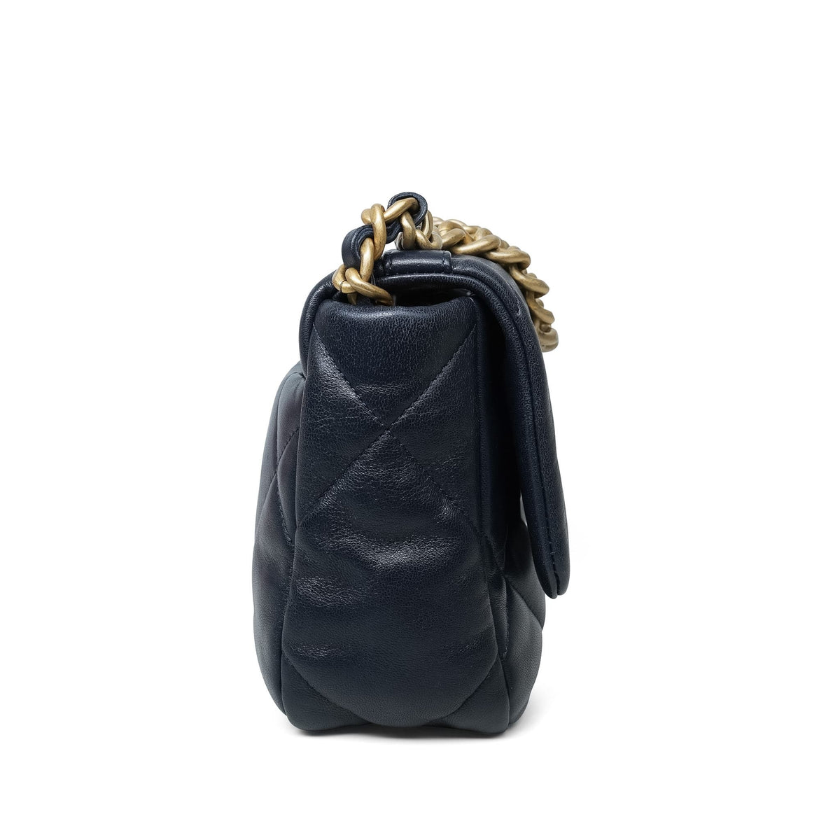 Navy Lambskin Quilted 19 Flap Small Mixed Hardware
