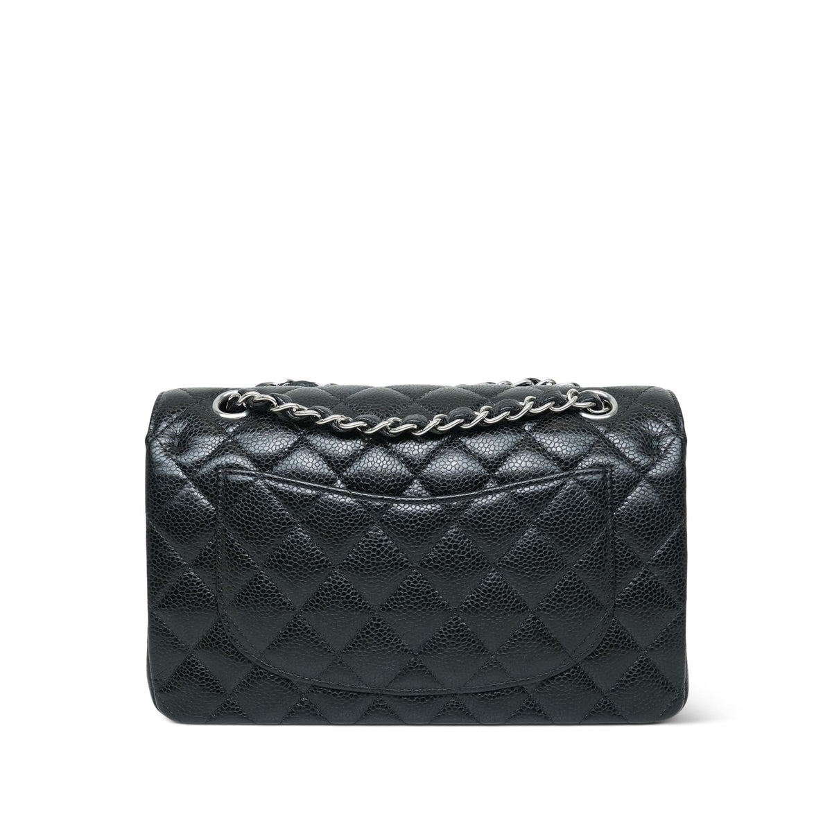 Black Caviar Quilted Classic Flap Small Silver HW