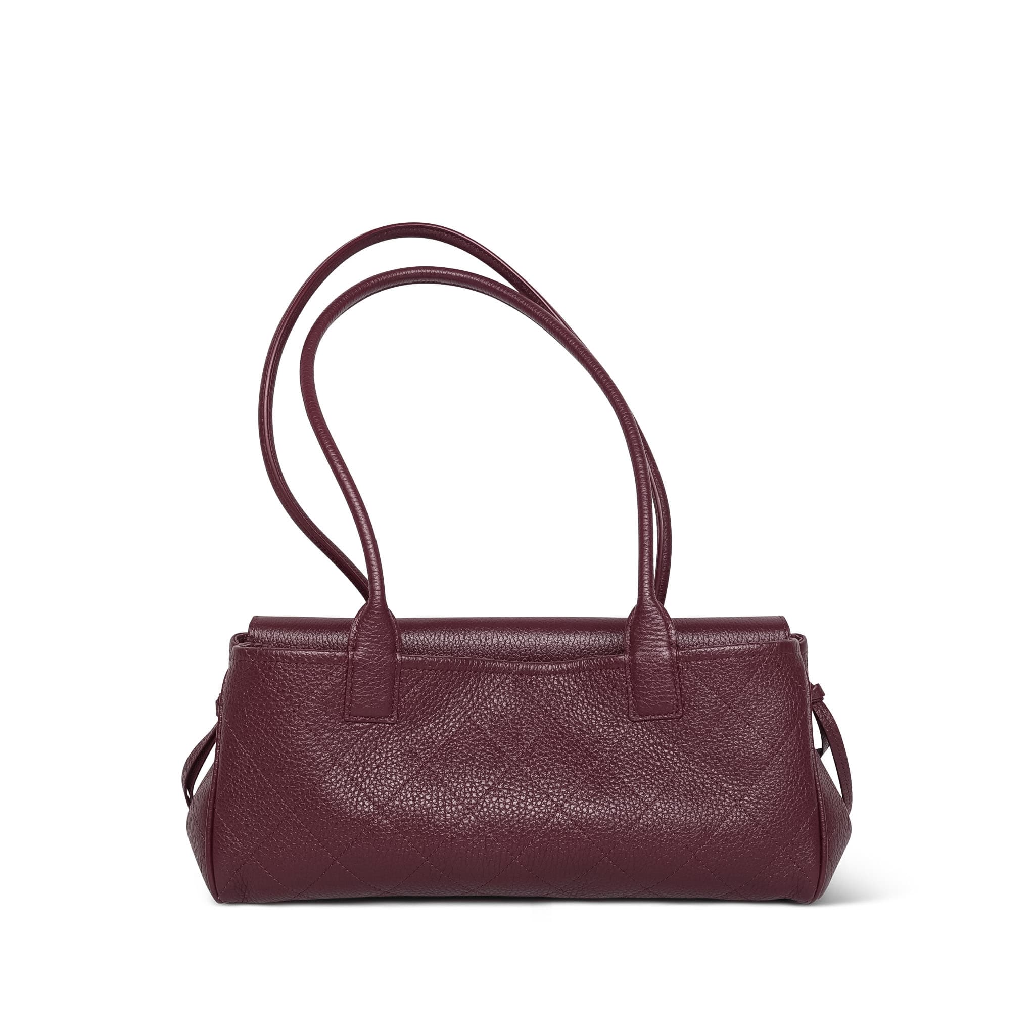 Product image 4 of 15: 26S Burgundy Grained Calfskin Quilted Urban Essentials Shopping Bag Small Gold Hardware