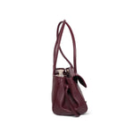 Product image 3 of 15: 26S Burgundy Grained Calfskin Quilted Urban Essentials Shopping Bag Small Gold Hardware