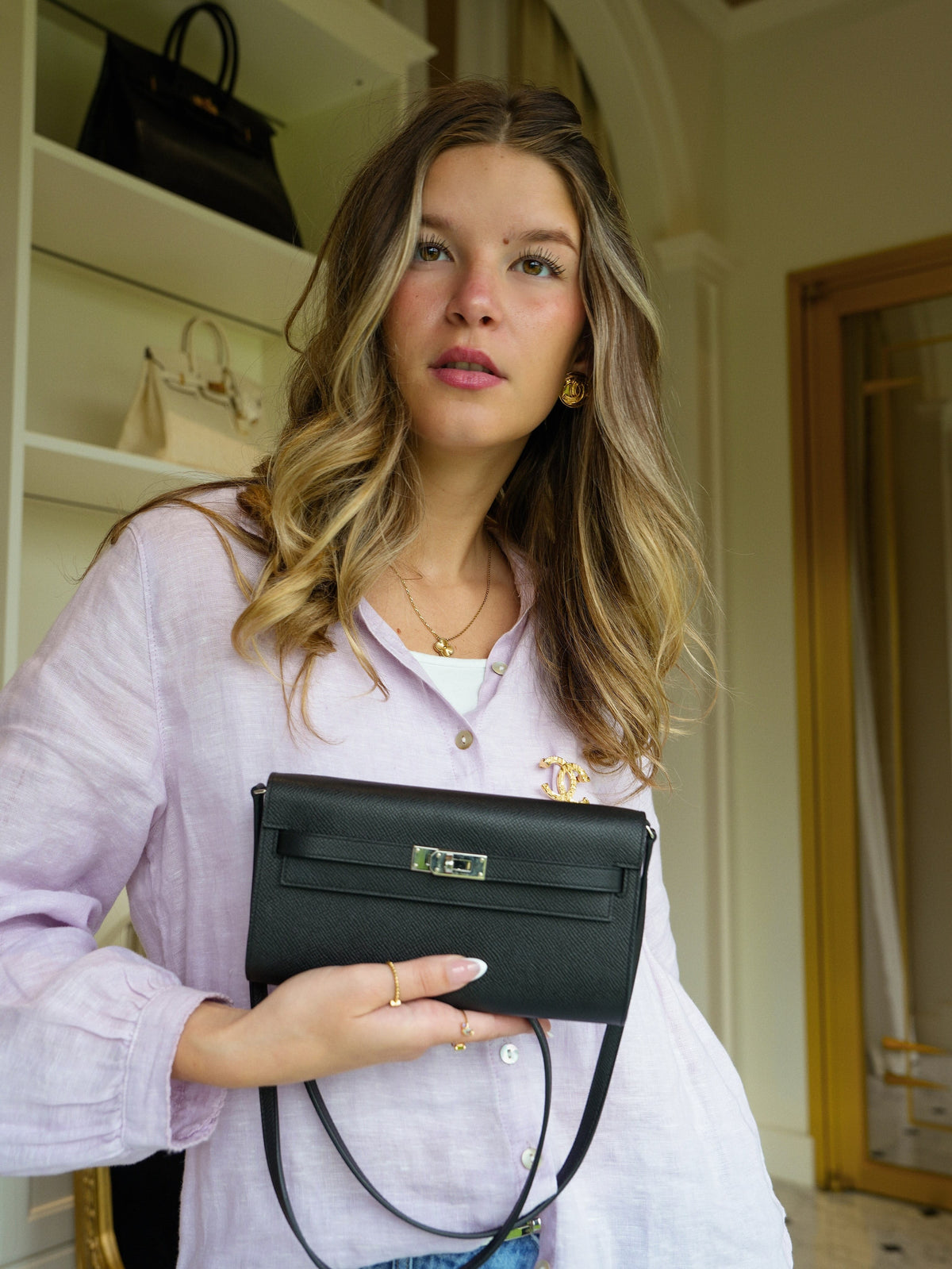 Kelly Wallet To Go Black Epsom Palladium Plated K Stamp