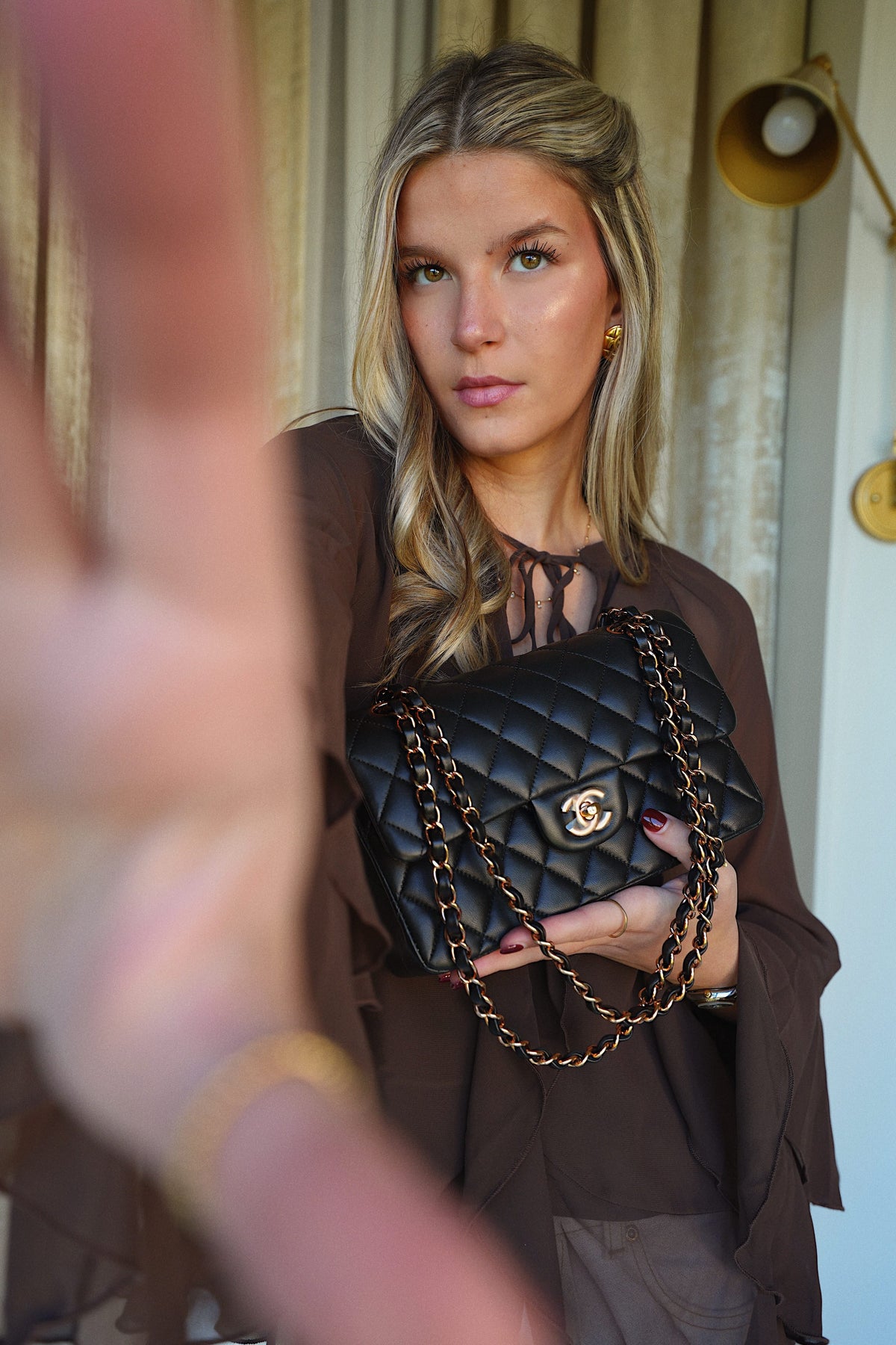21B Black Lambskin Quilted Classic Flap Small Rose Gold HW