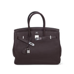 Product image 3 of 14: Birkin 35 Ebene Togo Palladium Plated P Square Stamp
