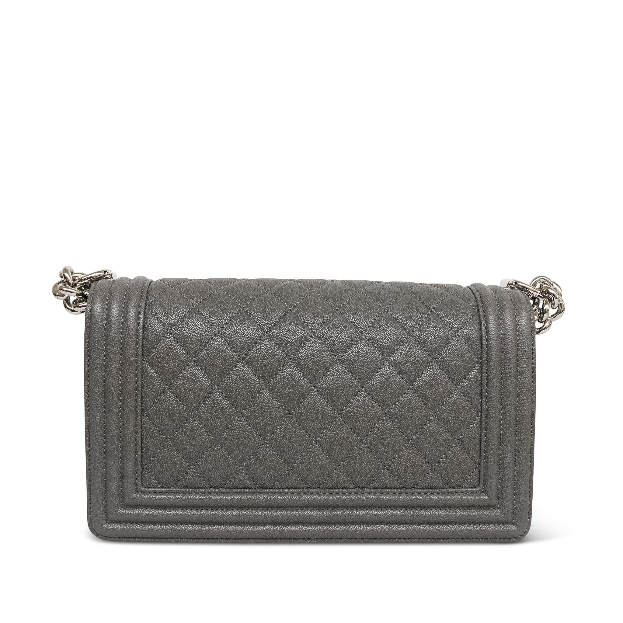 Product image 5 of 13: Dark Grey Caviar Quilted Boy Bag Old Medium Silver Hardware