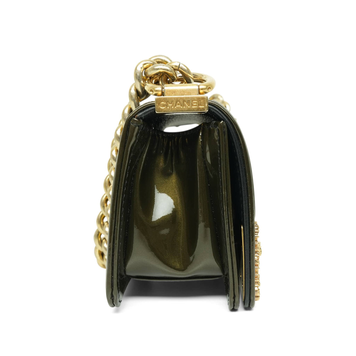 13C Dark Green Patent Quilted Versailles Boy Bag Mini AGHW