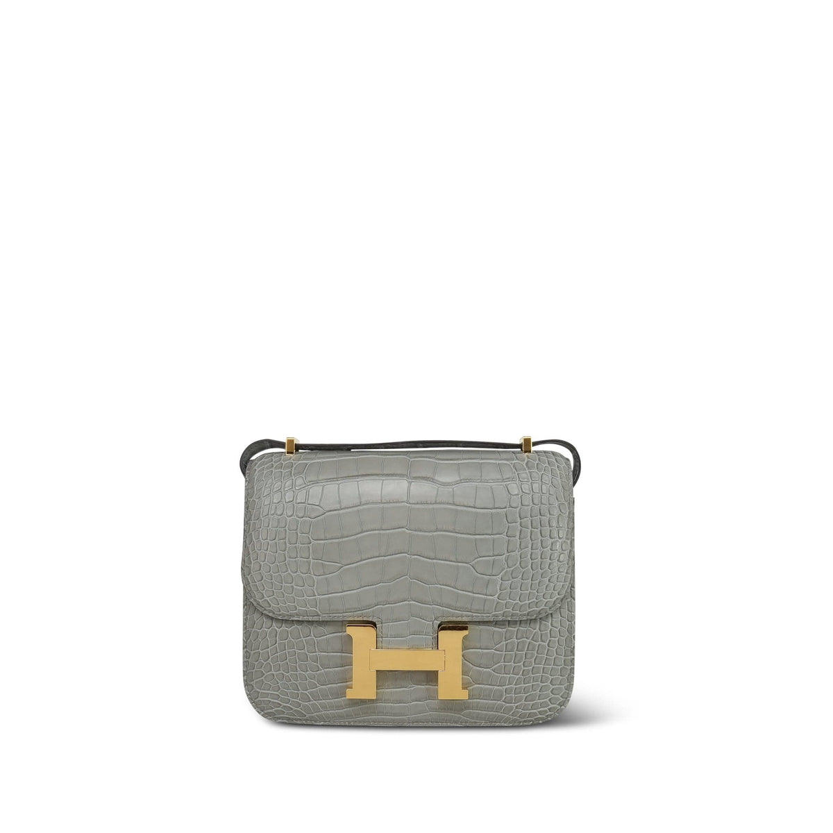 Constance 18 Gris Ciment Matte Alligator Gold Plated K Stamp
