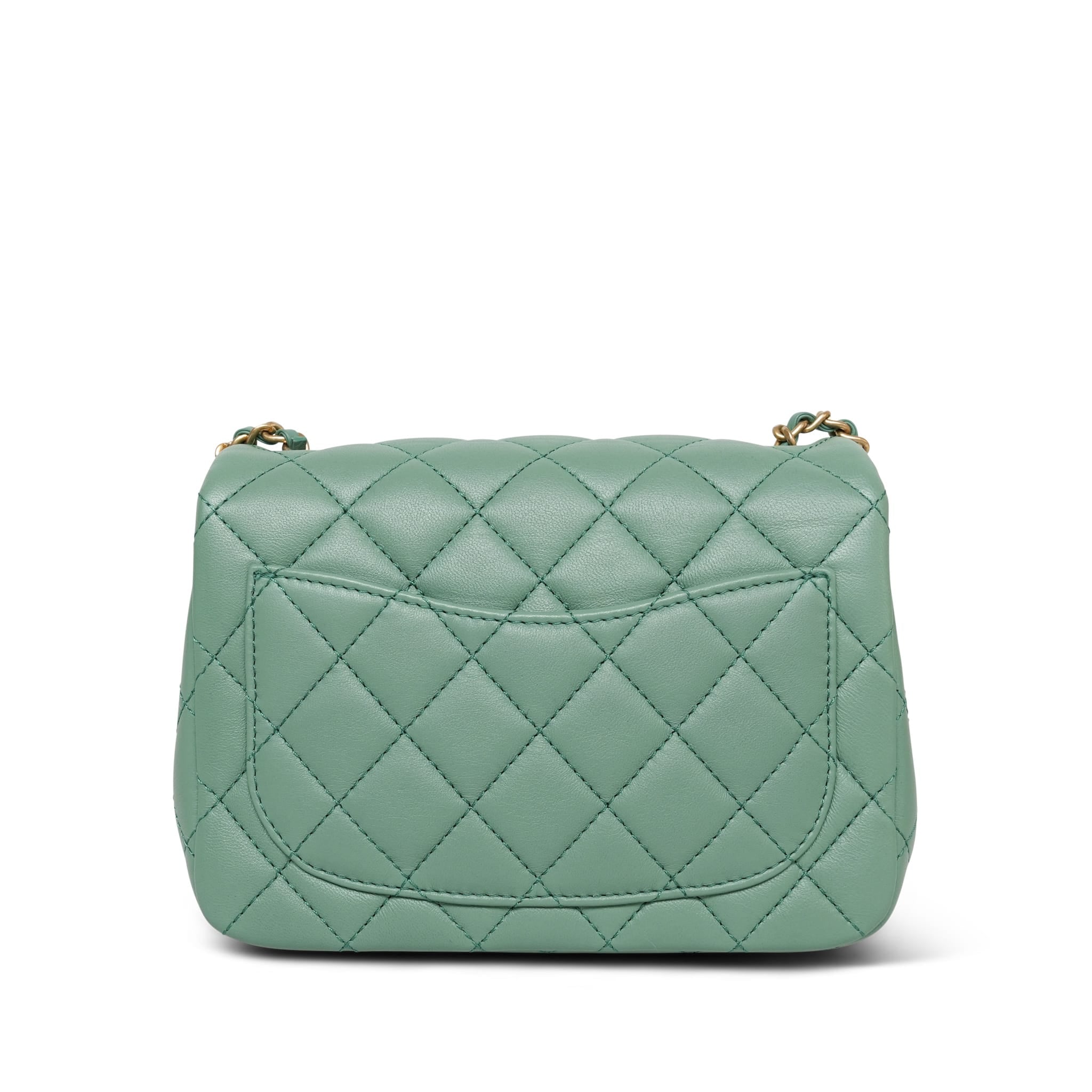 Product image 5 of 23: Green Lambskin Quilted Pearl Crush Mini Square Flap AGHW