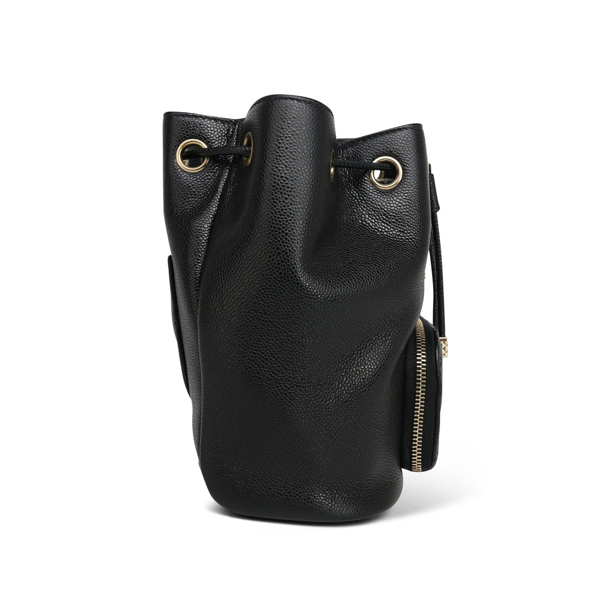 22P Black Caviar Quilted Business Affinity Bucket Bag Small LGHW