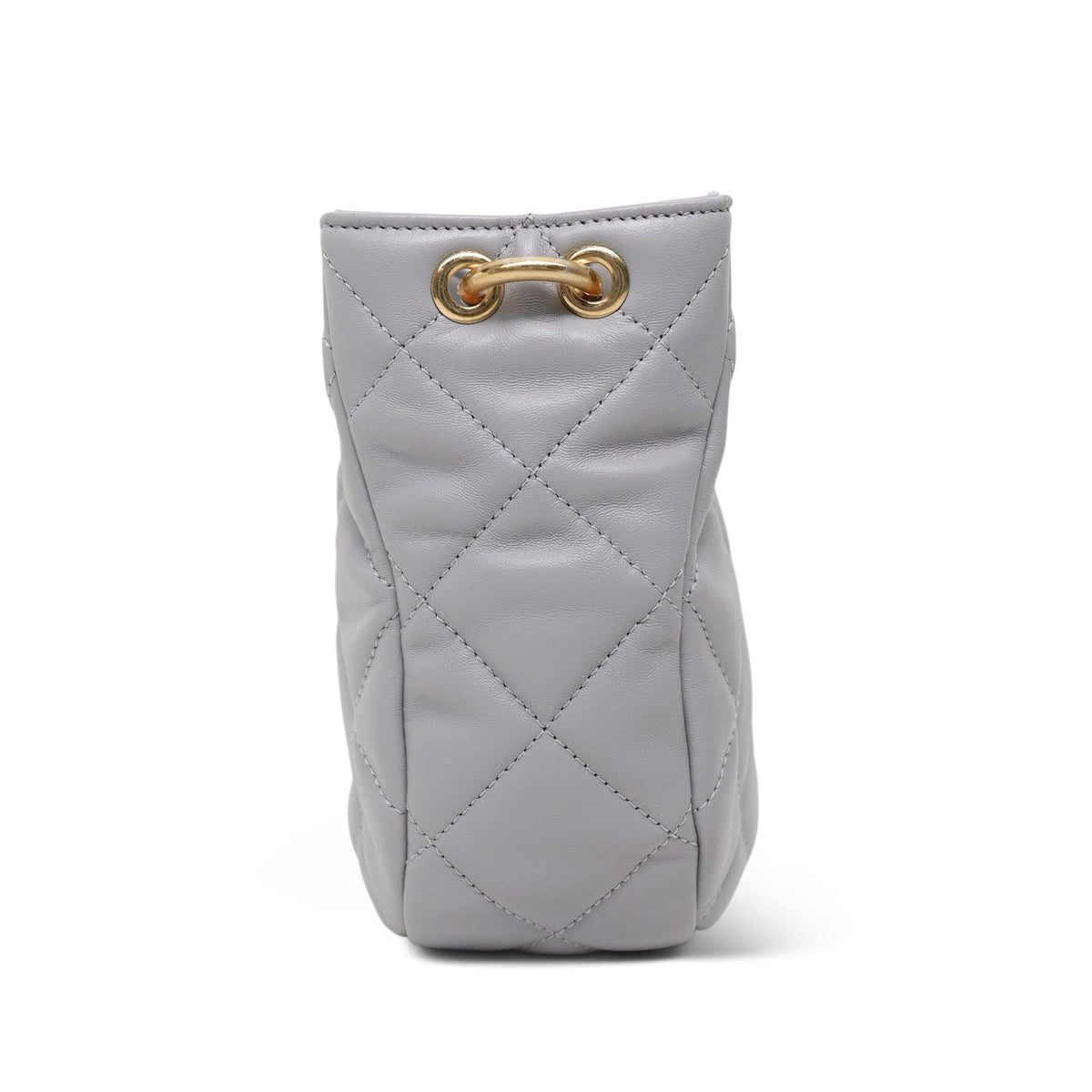 Grey Lambskin Quilted Hobo Chain Bag Aged Gold Hardware