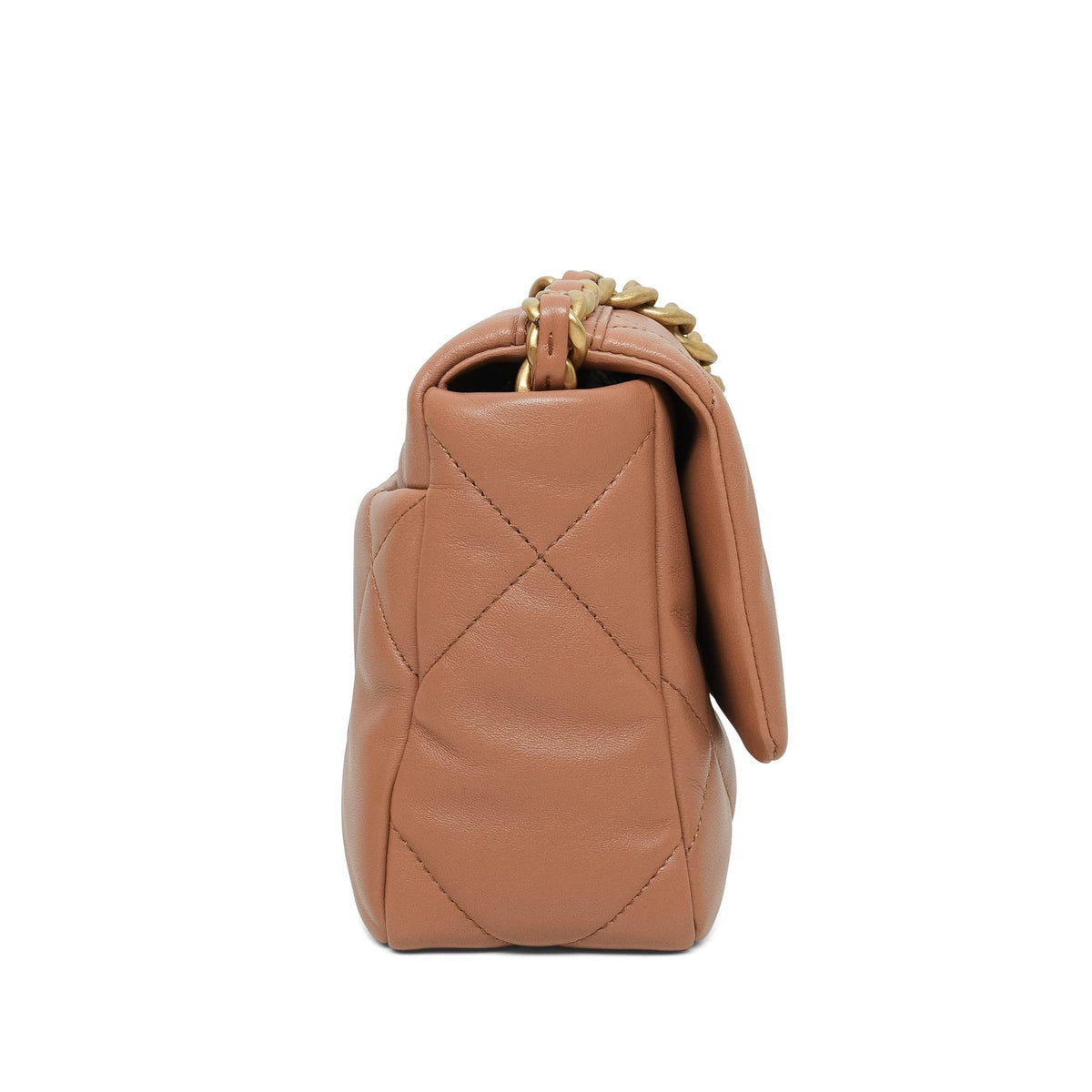 21K Caramel Lambskin Quilted 19 Flap Small Mixed Hardware