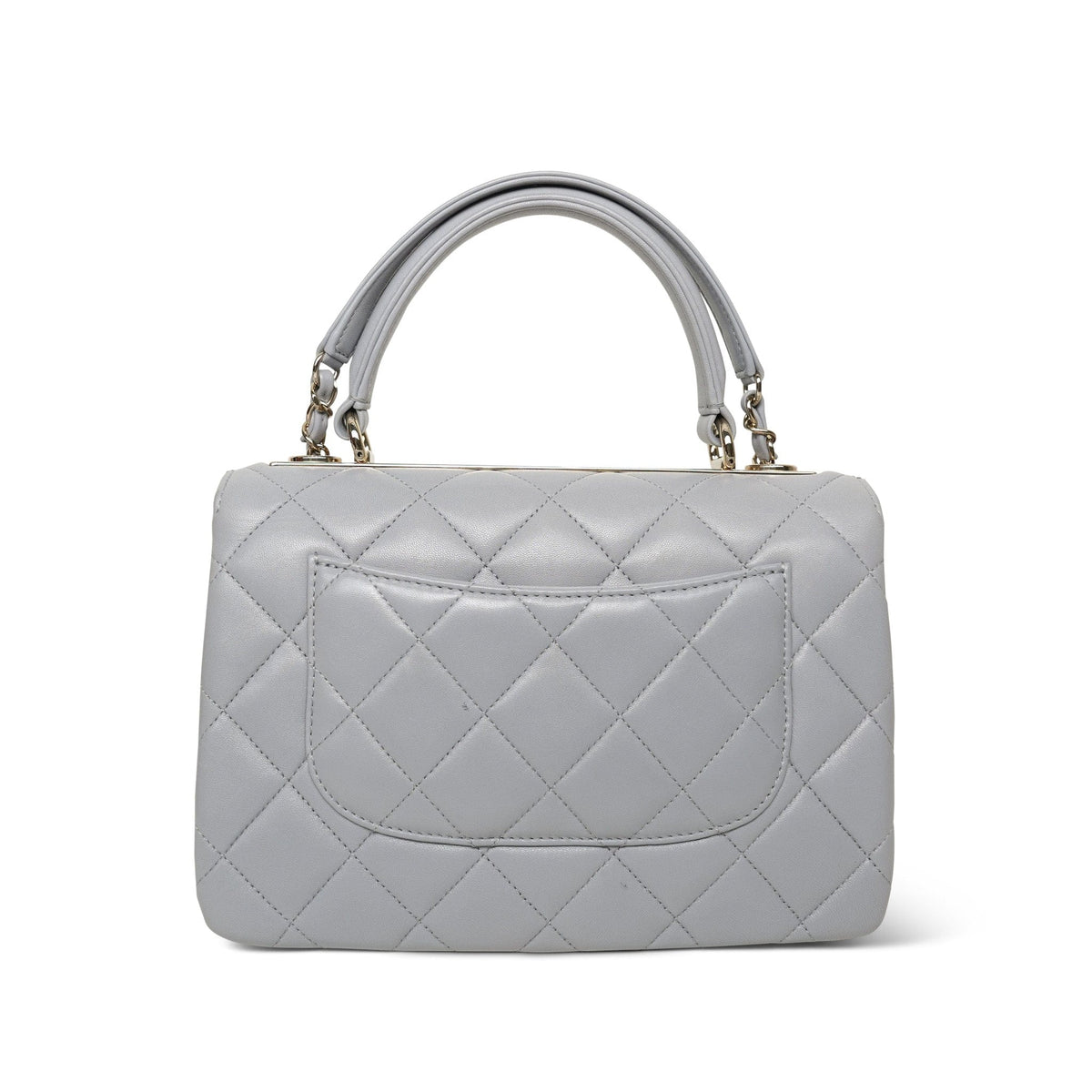 20P Light Grey Lambskin Quilted Trendy CC Small Light Gold Hardware