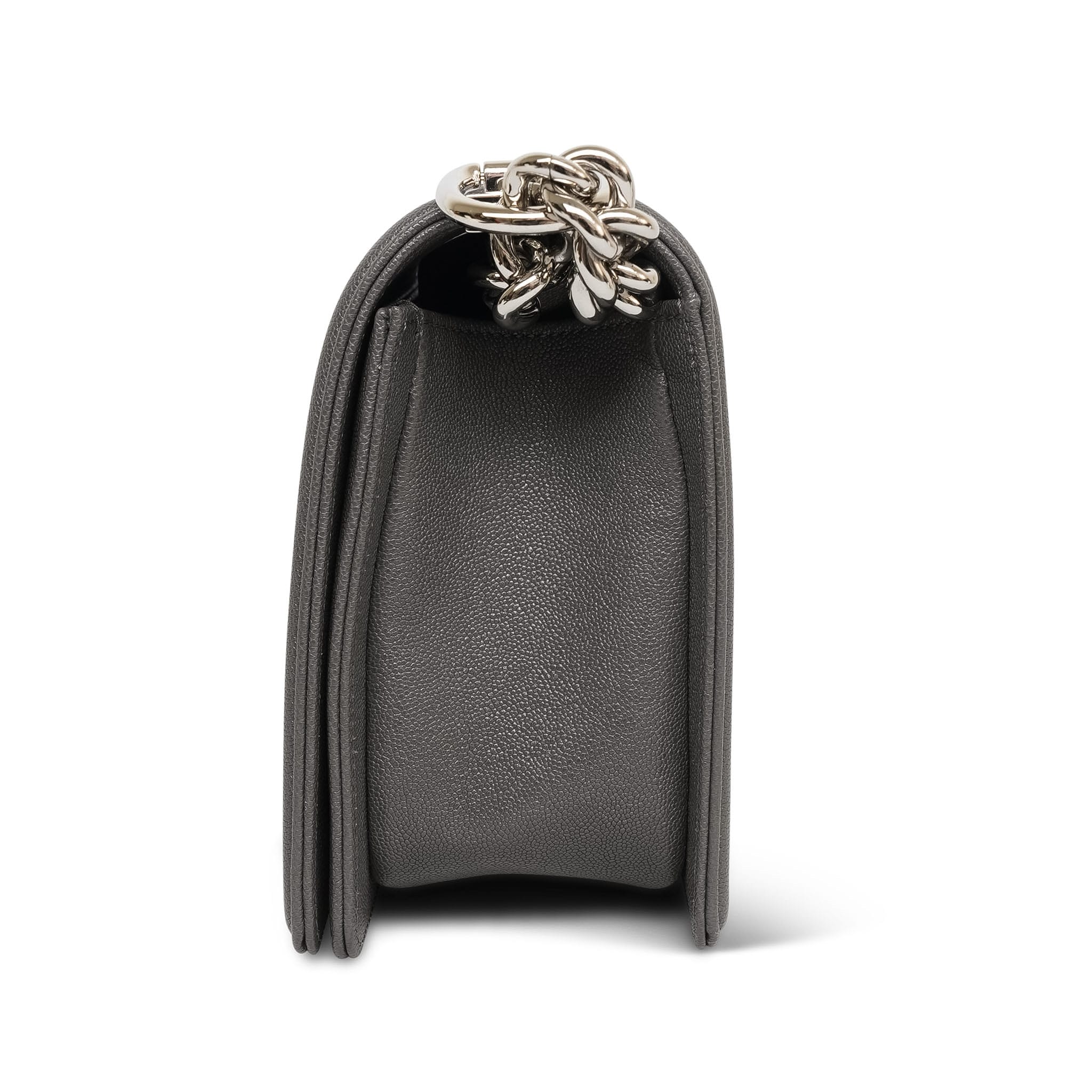 Product image 6 of 13: Dark Grey Caviar Quilted Boy Bag Old Medium Silver Hardware