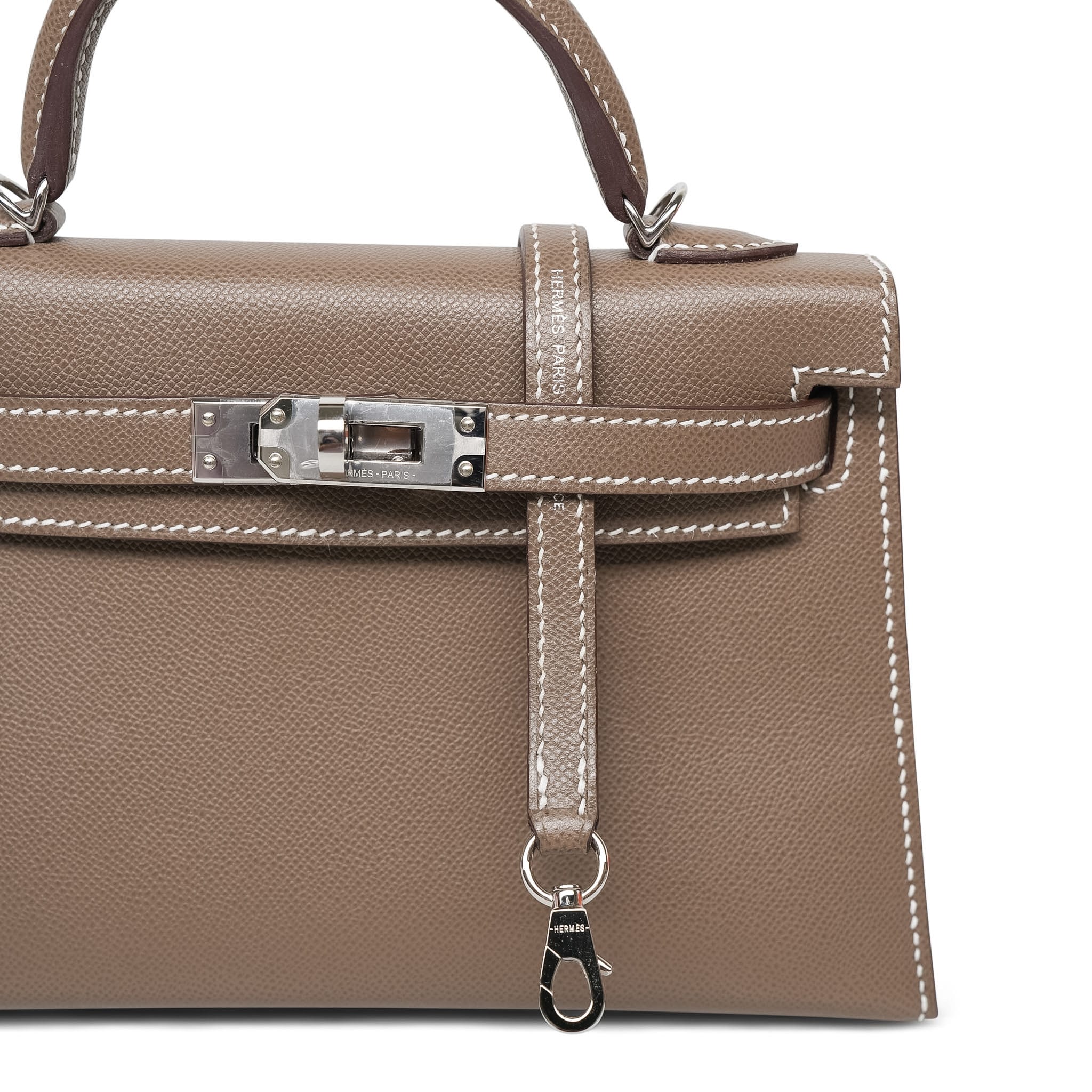 Product image 6 of 16: Mini Kelly Sellier Etoupe Epsom Palladium Plated B Stamp