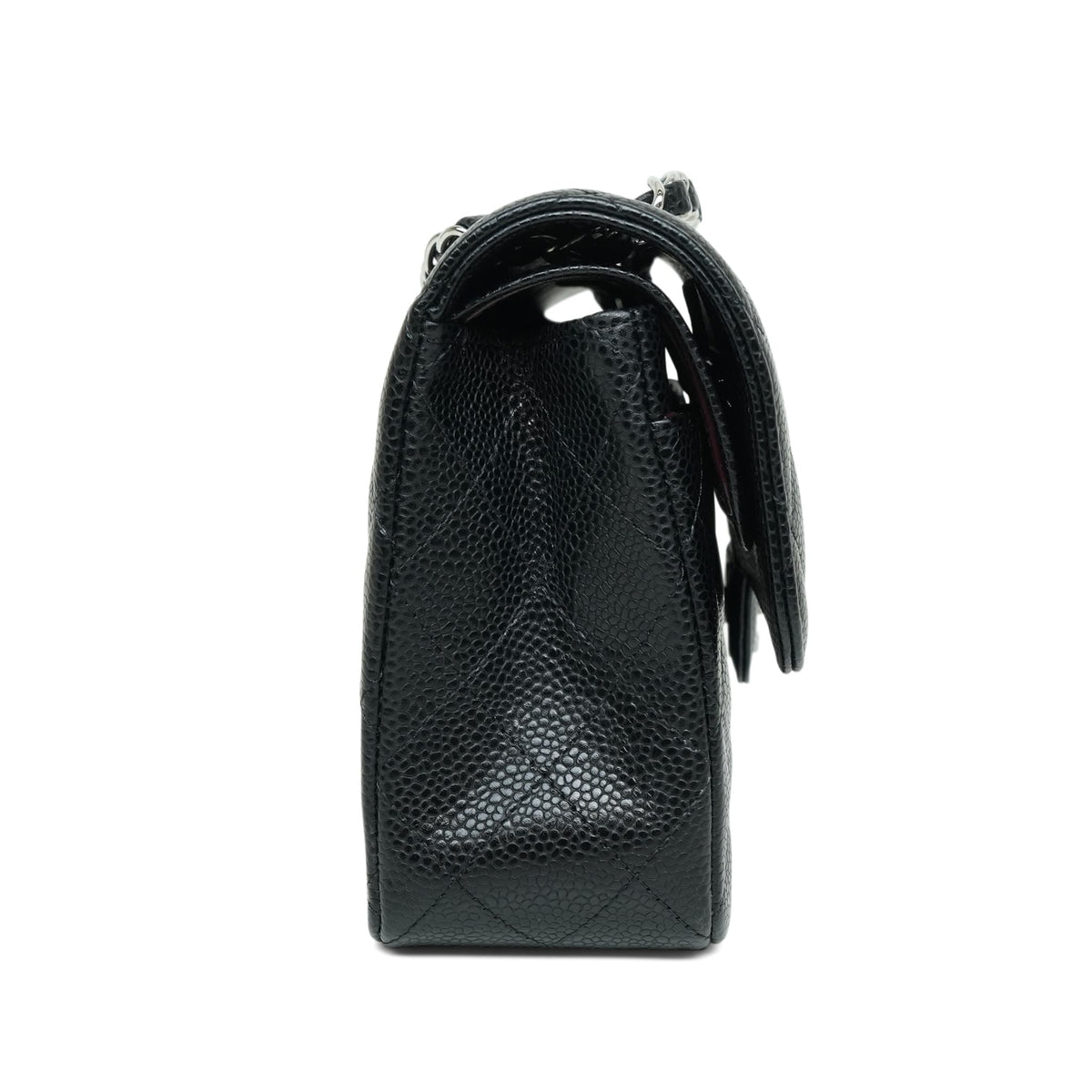 Black Caviar Quilted Classic Flap Small Silver HW