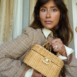 Product image 2 of 17: Braided Rattan Cruise Vanity Case Aged Gold Hardware