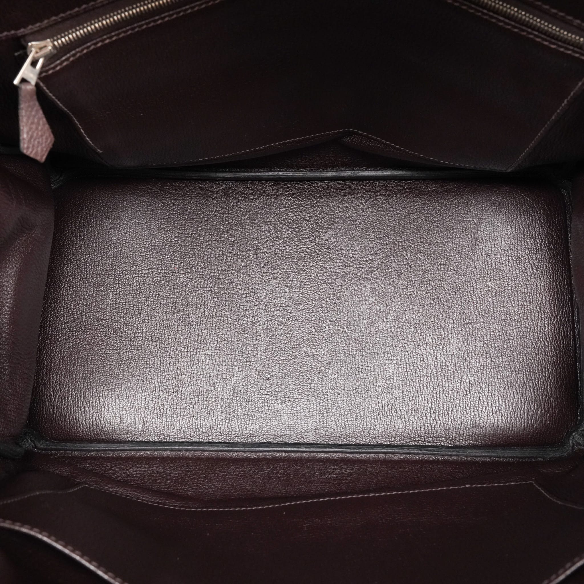 Birkin 35 Ebene Togo Palladium Plated P Square Stamp