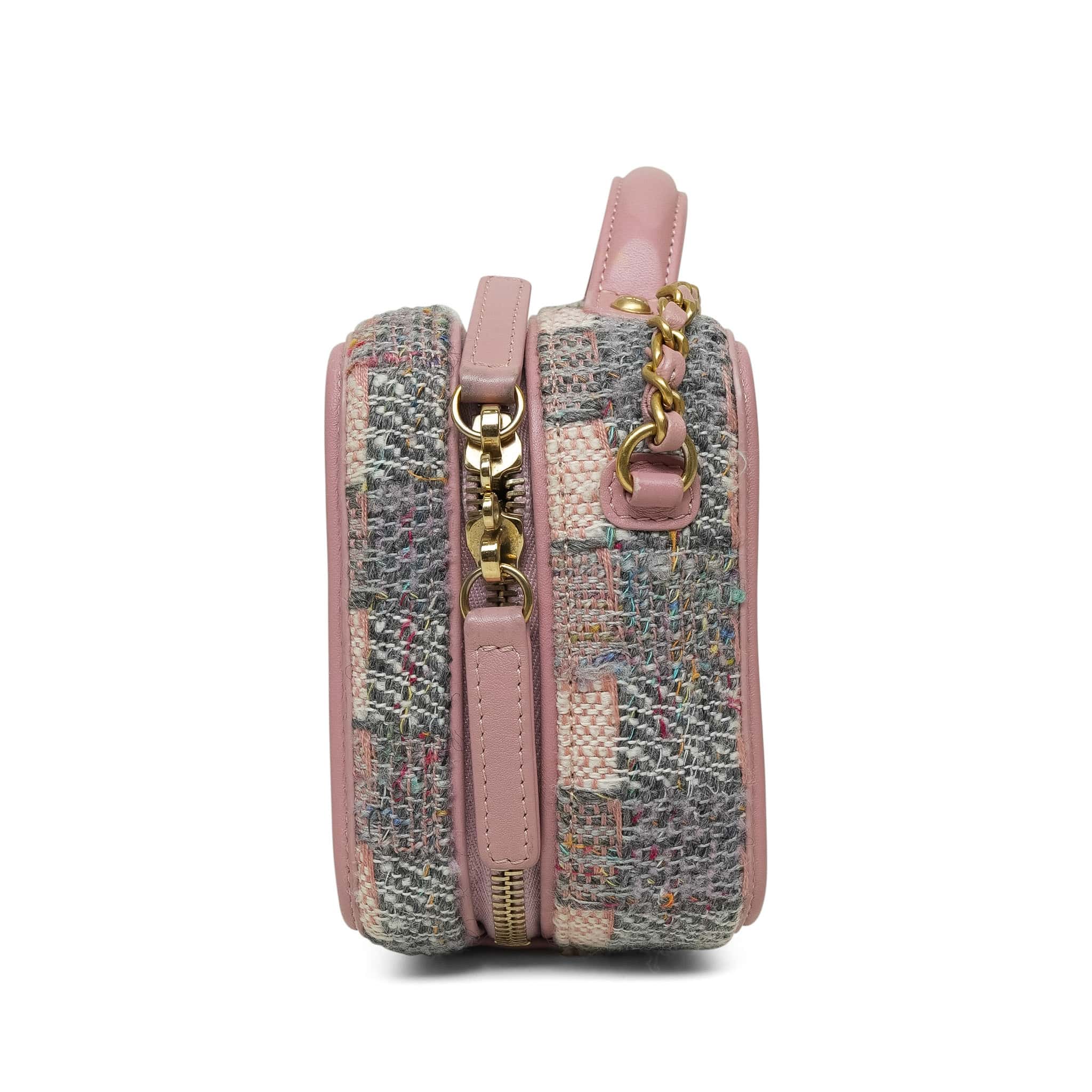 Pink Grey Tweed CC Filigree Vanity Case Small AGHW – REDELUXE