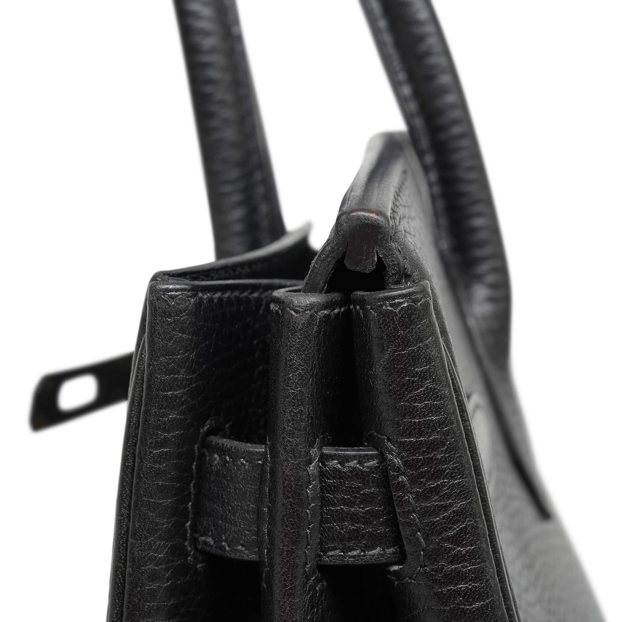 Birkin 30 Black Ardennes Gold Plated H Square Stamp
