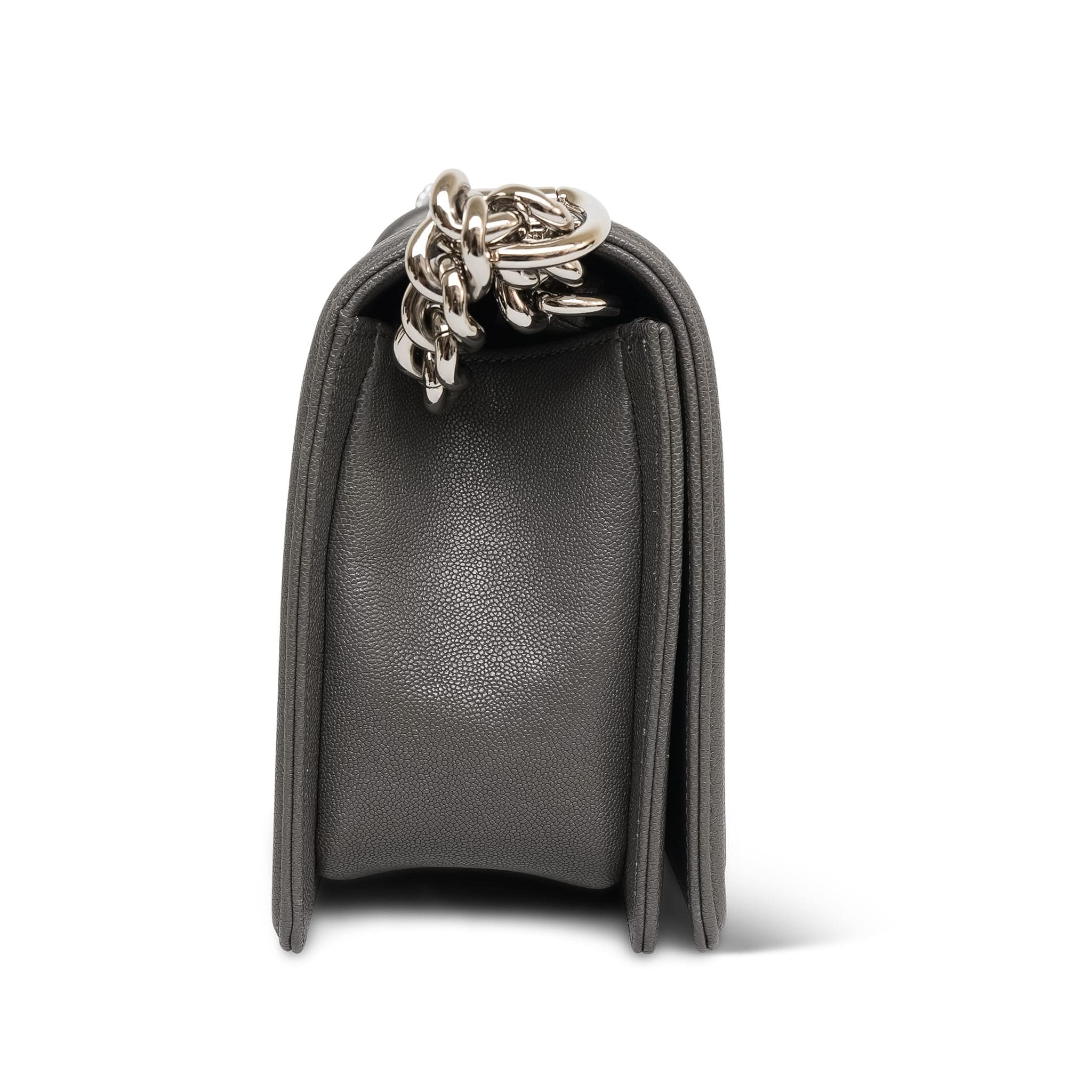 Product image 4 of 13: Dark Grey Caviar Quilted Boy Bag Old Medium Silver Hardware