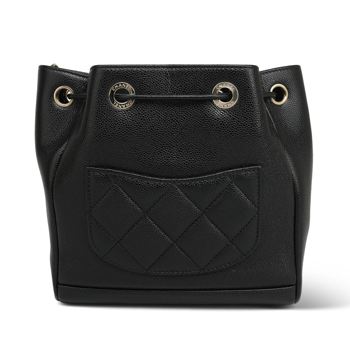 22P Black Caviar Quilted Business Affinity Bucket Bag Small LGHW
