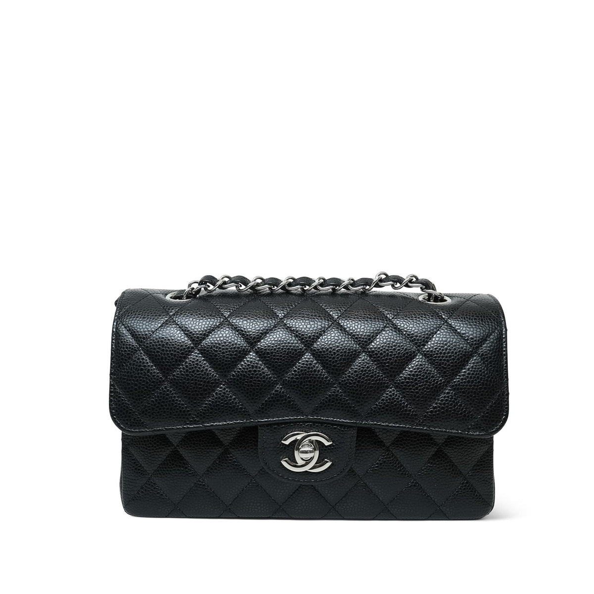 Black Caviar Quilted Double Flap Small SHW