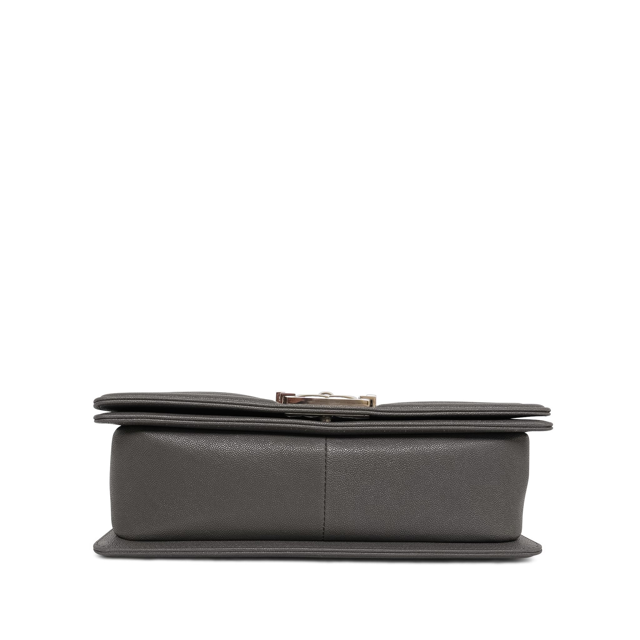 Product image 7 of 13: Dark Grey Caviar Quilted Boy Bag Old Medium Silver Hardware