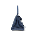 Product image 6 of 14: Shoulder Kelly 42 Bleu Abysse Clemence Fringe Palladium Plated M Square Stamp
