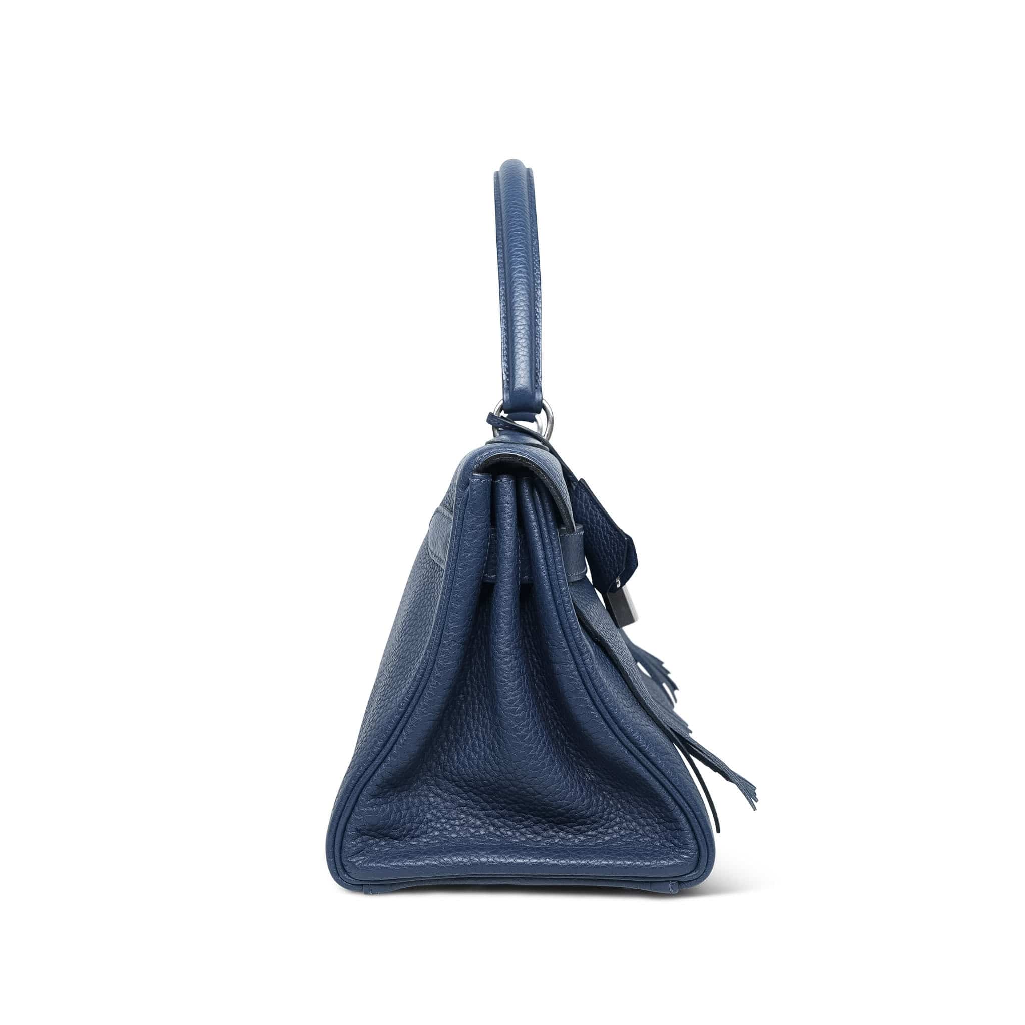 Product image 6 of 14: Shoulder Kelly 42 Bleu Abysse Clemence Fringe Palladium Plated M Square Stamp